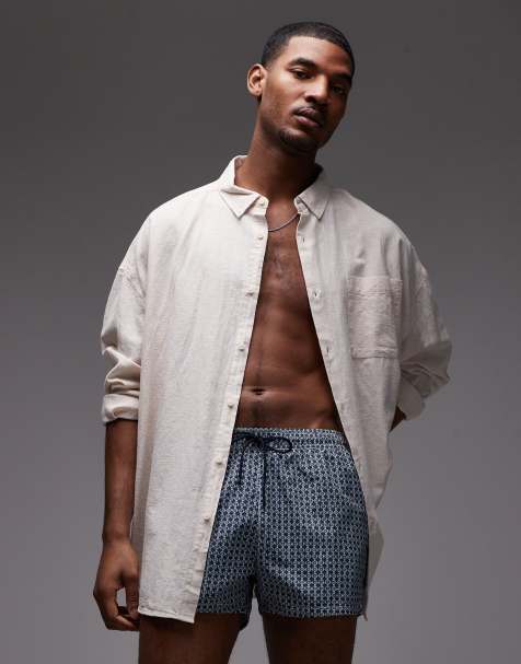 Tommy Hilfiger - Short de bain à cordon de serrage et imprimé géométrique - Bleu - view 1