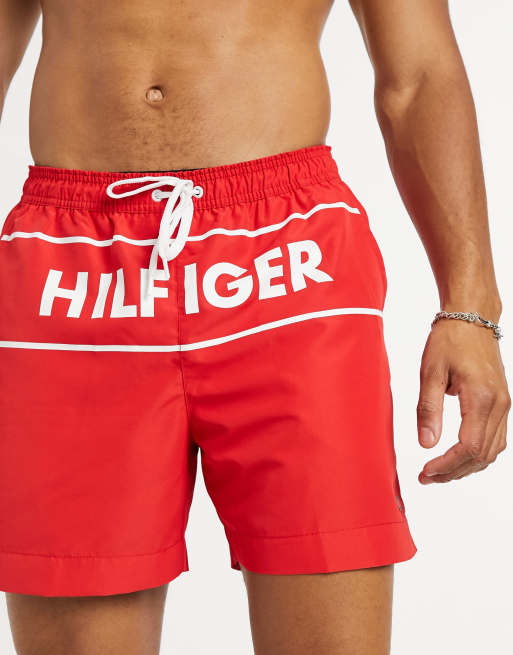 Tommy Hilfiger Short de bain mi long Rouge ASOS