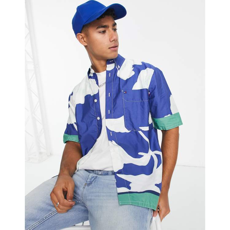 Tommy Hilfiger short sleeve floral shirt blue and white | ASOS