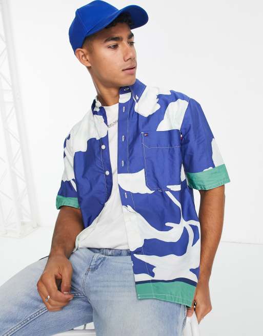 Tommy Hilfiger short sleeve floral shirt in blue and white | ASOS