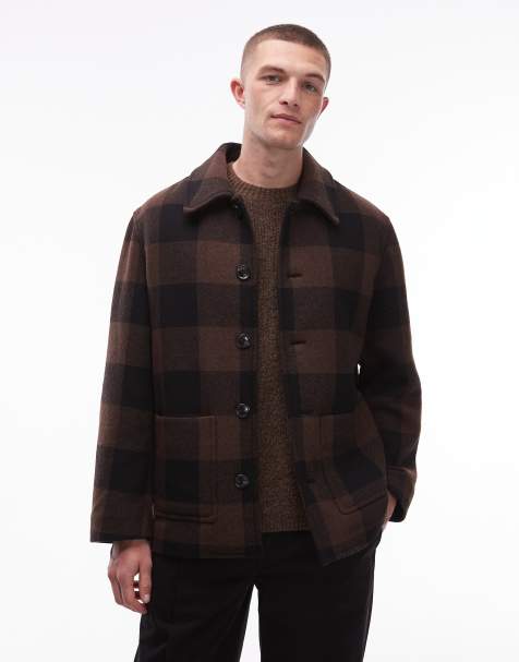 Tommy Hilfiger short wool jacket in brown check - view 1