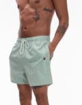 [Tommy Hilfiger] Tommy Hilfiger side logo drawstring swim shorts in green stripe XL Ithaca White Green