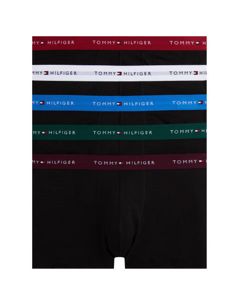 Tommy Hilfiger - Signatur Essentials - Pakke med 5 par sorte boksershorts med hvid/grøn/lilla/rød/blå taljekant i bomuld - view 1