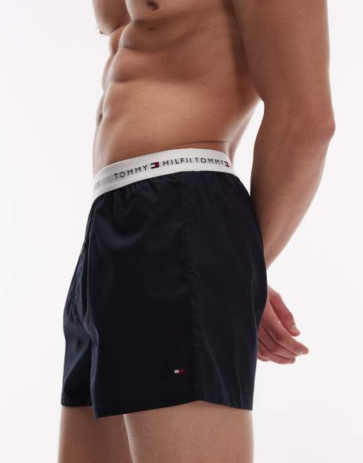 Tommy Hilfiger Signature Cotton 2 pack woven boxers in navy, 2 of 3