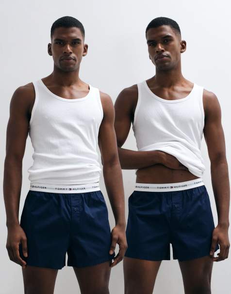 Tommy Hilfiger Signature Cotton 2 pack woven boxers in navy - view 1