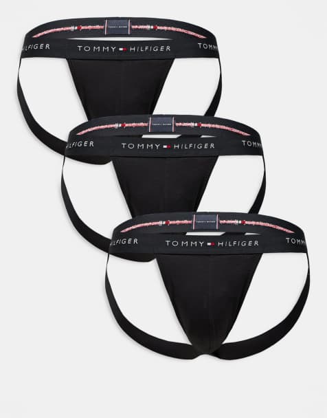Tommy Hilfiger Signature Cotton 3 pack of jockstraps in black - view 1