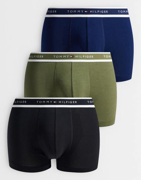 Tommy Hilfiger Signature Cotton 3 pack of trunks with modal in khaki/black/navy - view 1