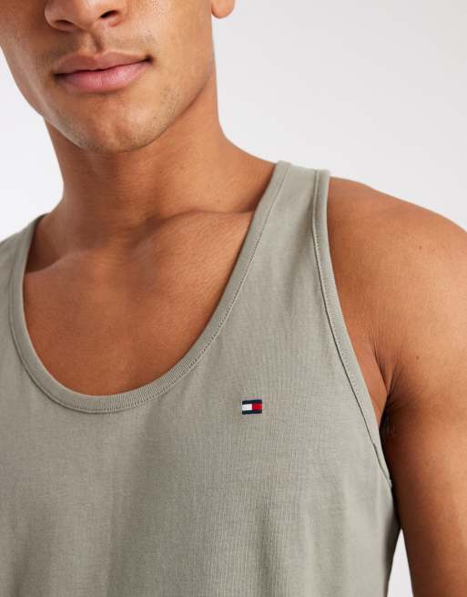 Tommy Hilfiger Signature Cotton 3 pack singlet in black/white/khaki, 5 of 5