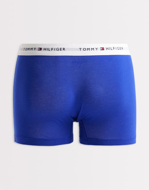 Tommy Hilfiger Signature Cotton 3 pack trunks in navy/khaki/blue, 2 of 3
