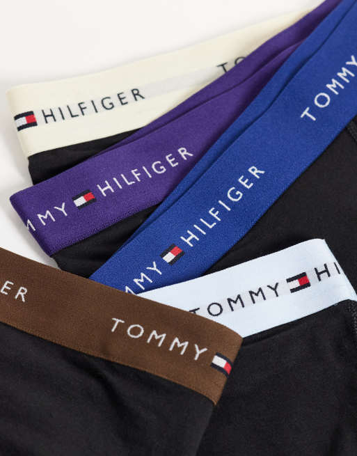 Tommy Hilfiger Signature Cotton 5 pack trunks in black with colored waistbands, 3 of 3