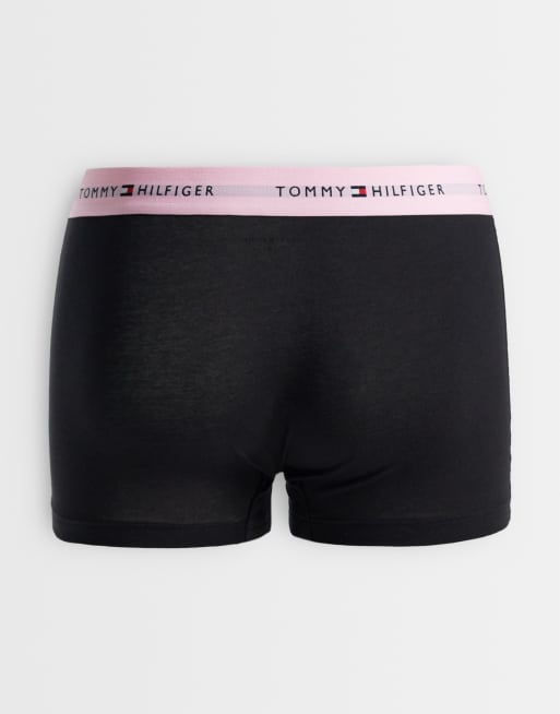 Tommy Hilfiger Signature Cotton 5 pack trunks in black with coloured waistbands, 2 of 3