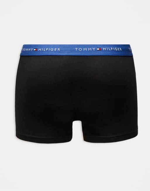Tommy Hilfiger Signature Cotton 7 pack trunks in black with colourful waistbands, 3 of 3