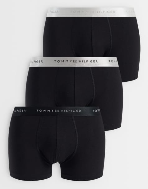 Tommy Hilfiger - Signature Cotton - Confezione da 3 boxer aderenti in cotone neri con fascia in vita argento/grigia/nera - view 1
