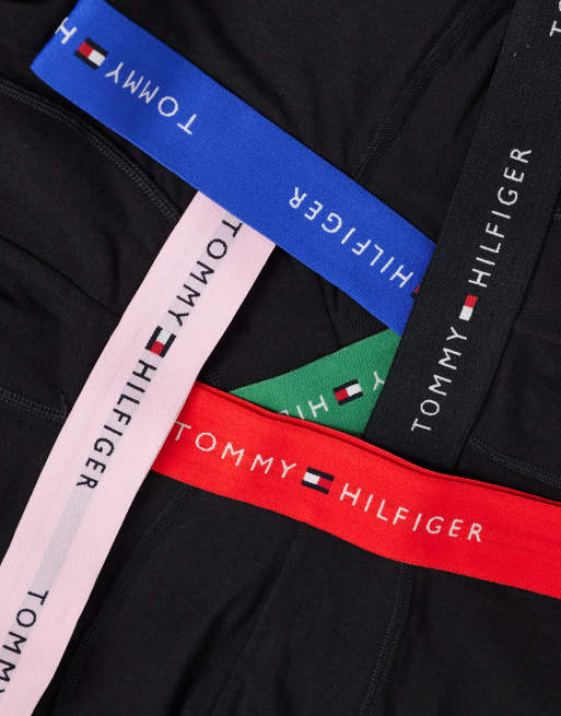 Tommy Hilfiger - Signature Cotton - Confezione da 5 boxer neri con elastico colorato, 3 di 3