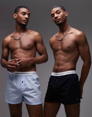 TOMMY HILFIGER SIGNATURE COTTON ESSENTIALS 2 PACK WOVEN BOXERS 