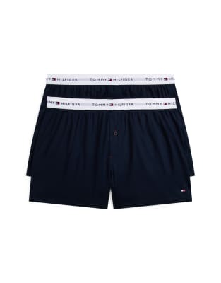 Tommy Hilfiger Tommy Hilfiger signature cotton essentials 2 pack woven boxers in navy
