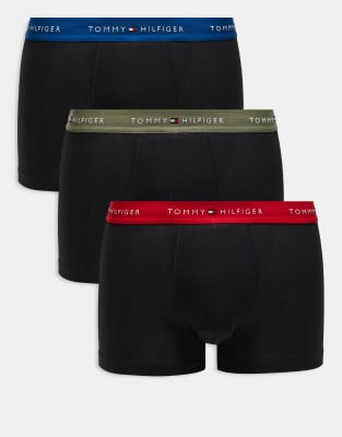 Tommy Hilfiger Signature Cotton Essentials 3 Pack Boxer Briefs In Black