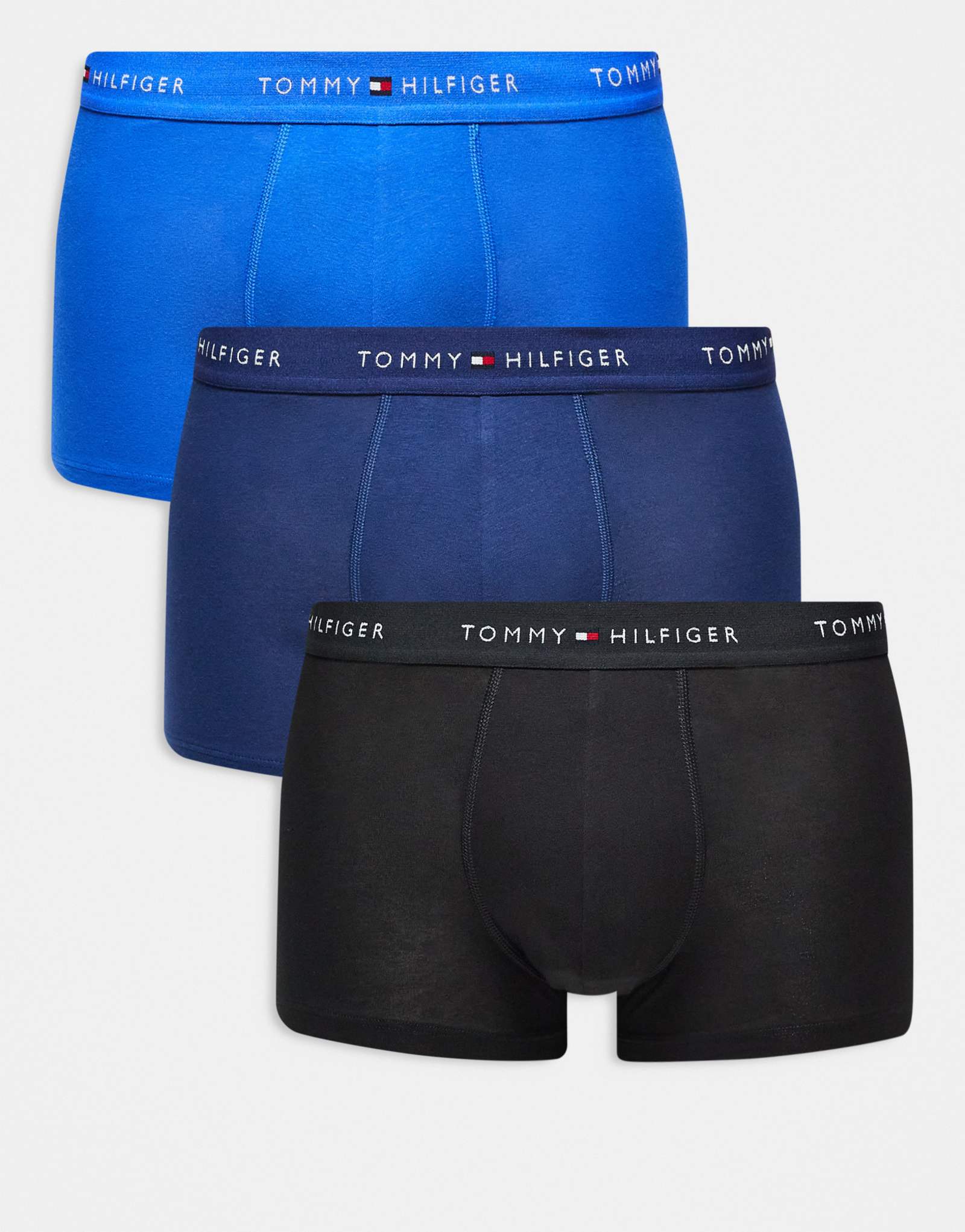 Фирменные хлопковые трусы-боксеры Tommy Hilfiger essentials из 3 упаковок в синих тонах
