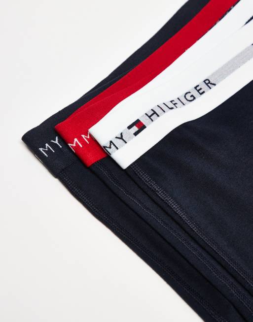 Tommy Hilfiger signature cotton essentials 3 pack boxer briefs in navy with navy/white/red waistband, 3 of 3