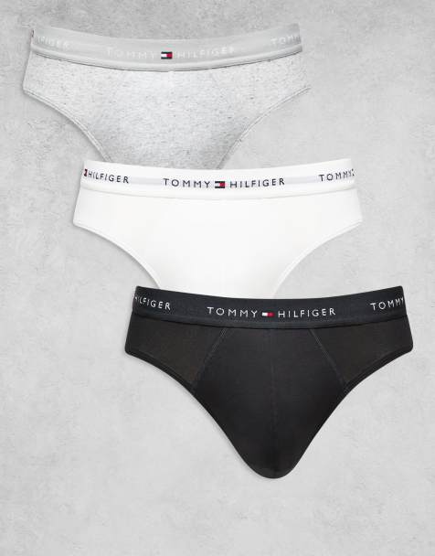 Tommy Hilfiger signature cotton essentials 3 pack briefs in black/white/grey - view 1