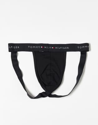 Tommy Hilfiger Signature Cotton Essentials 3 Pack Jockstrap In Black