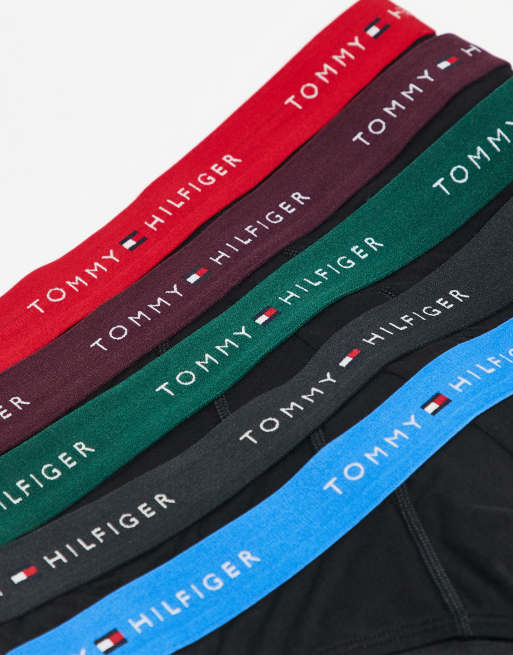 Tommy Hilfiger signature cotton essentials 5 pack briefs in black with red/blue/green, 2 of 3