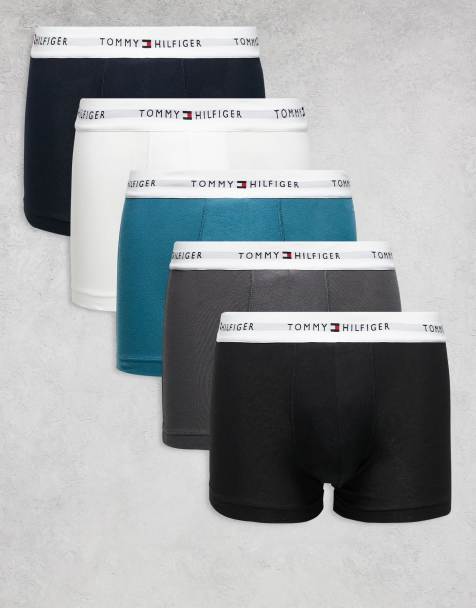 Tommy Hilfiger signature cotton essentials 5 pack briefs in white/black/gray/navy/teal - view 1