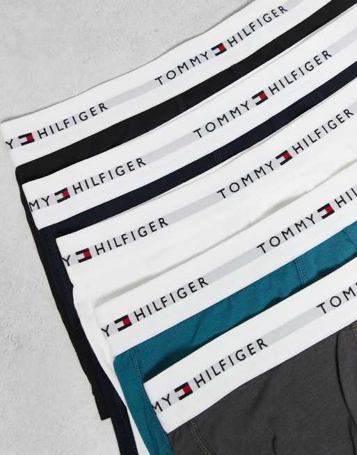 Tommy Hilfiger signature cotton essentials 5 pack briefs in white/black/gray/navy/teal, 3 of 3