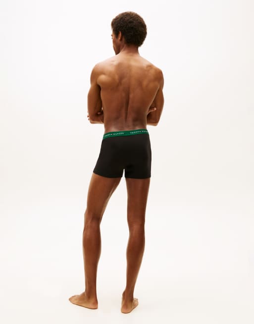 Tommy Hilfiger Signature Cotton essentials 5 pack trunks in black with white/green/purple/red/blue waistbands, 3 of 3