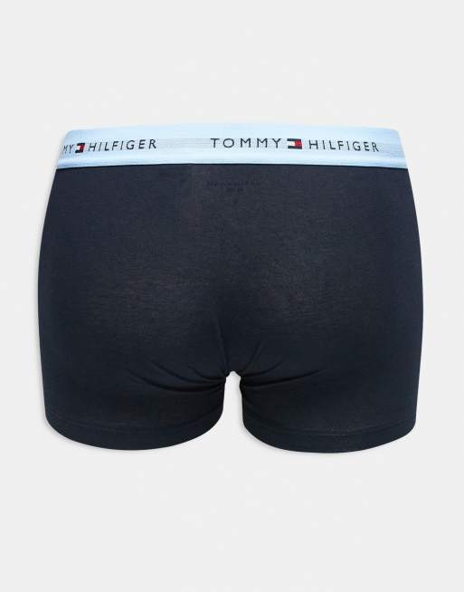 Tommy Hilfiger Signature Cotton essentials 5 pack trunks in navy with red/white/blue waistbands, 3 of 3