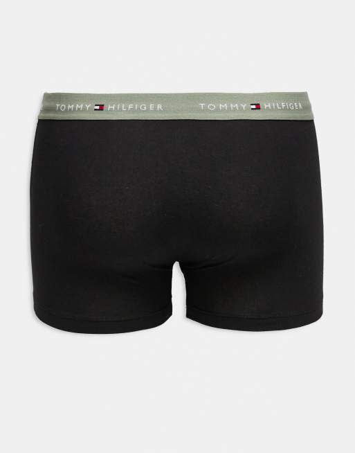 Tommy Hilfiger signature cotton essentials 7 pack trunks in black with multi waistbands, 3 of 3