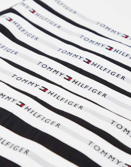Tommy Hilfiger signature cotton essentials 7 pack trunks in black with white waistband, 2 of 3