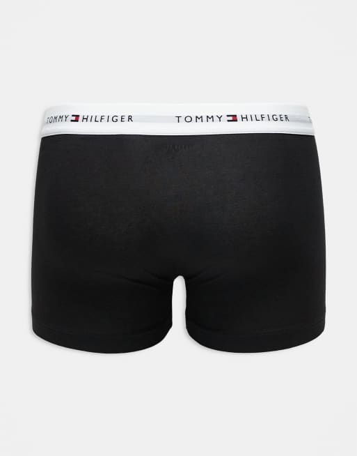 Tommy Hilfiger signature cotton essentials 7 pack trunks in black with white waistband, 3 of 3