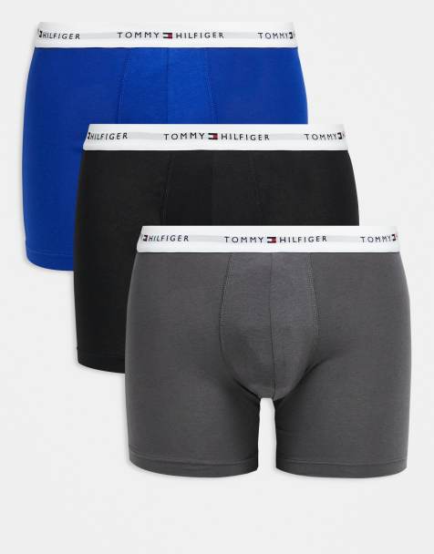 Tommy Hilfiger – Signature Cotton Essentials – Zestaw 3 par bokserek z logo w kolorach niebieskim, szarym i czarnym - view 1