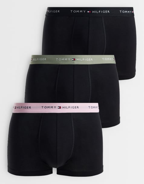 Tommy Hilfiger - Signature Cotton - Lot de 3 boxers à taille colorée kaki, rose et noire - view 1