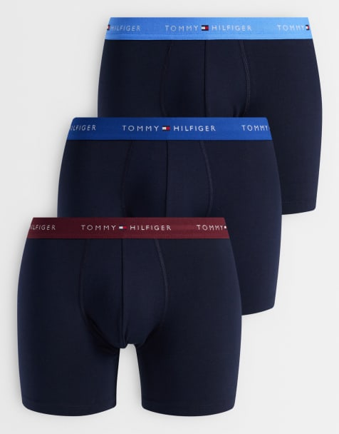 Tommy Hilfiger - Signature Cotton - Lot de 3 boxers à taille contrastante - Noir et bleu/bordeaux - view 1