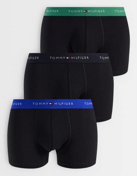 Tommy Hilfiger - Signature Cotton - Pack de 3 calzoncillos negros con cinturillas de color verde, azul y negro de algodón - view 1
