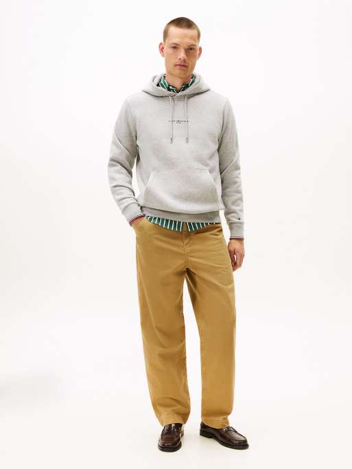 Tommy Hilfiger – Signature – Einfarbiger Kapuzenpullover aus Fleece mit Zierstreifen in Grau, 3 von 5