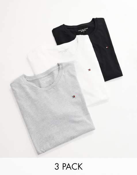 Tommy Hilfiger Signature Essential 3 pack flag logo t-shirt in multi - view 1