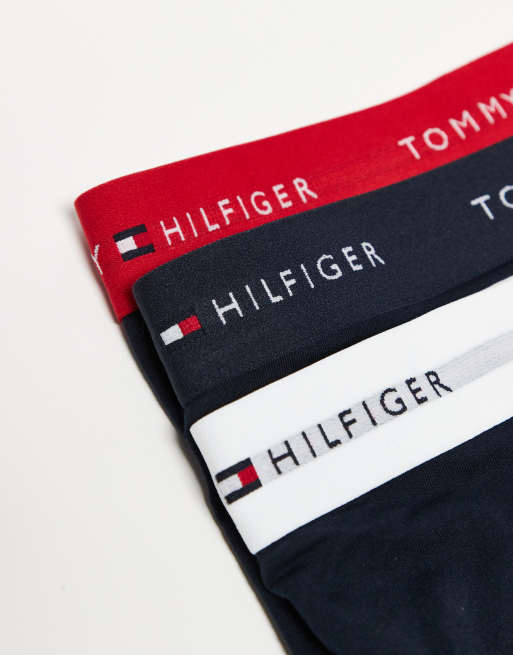 Tommy Hilfiger Signature Essential 3 pack trunks with coloured waistband in navy, 3 of 3