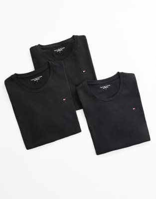 Signature Essential flag logo 3 pack t-shirt in black