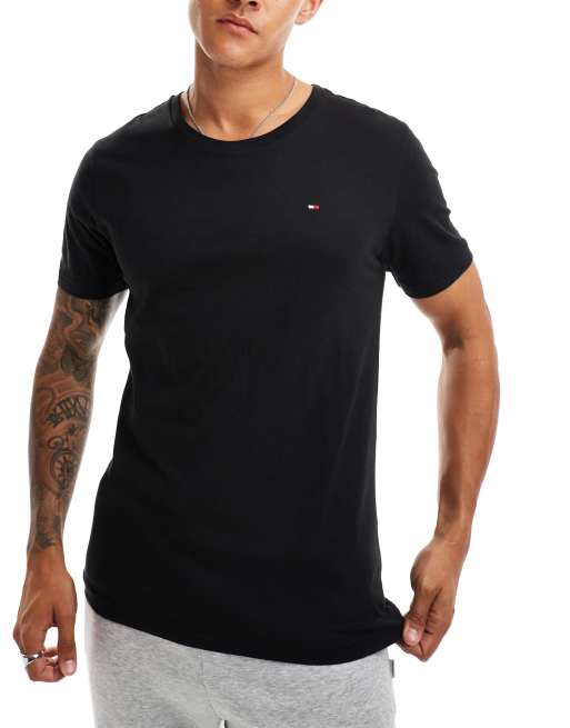 Tommy Hilfiger Signature Essential flag logo 3 pack t-shirt in black, 2 of 4