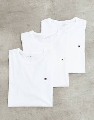 Tommy Hilfiger Signature Essential Flag Logo 3 Pack T-shirt In White