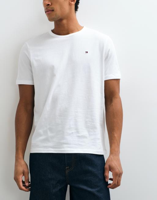 Tommy Hilfiger Signature Essential flag logo 3 pack t-shirt in white, 2 of 5