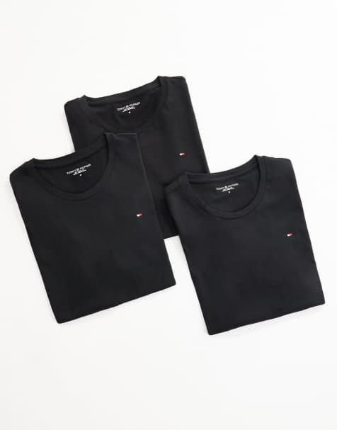 Tommy Hilfiger - Signature Essential - Pakke med 3 sorte T-shirts med flaglogo - view 1