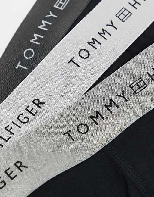 Tommy Hilfiger – Signature Essential – Svarta trunks med metalliska midjeband och logga, 3-pack, 3 av 3