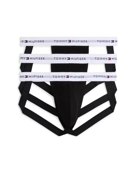 Tommy Hilfiger - Signature Essentials - Pakke med 3 par sorte jockstraps med hvid taljekant i bomuld - view 1