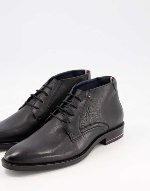 Tommy hilfiger boots deals leather