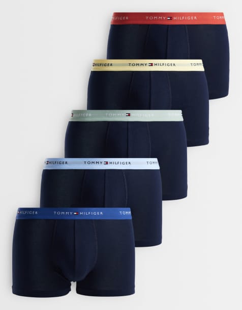 Tommy Hilfiger Signature katoenen 5-pack boxershorts in navy met gekleurde taillebanden - view 1