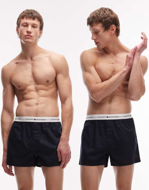 Tommy Hilfiger – Signature – Marinblå vävda boxershorts i bomull, 2-pack - view 1
